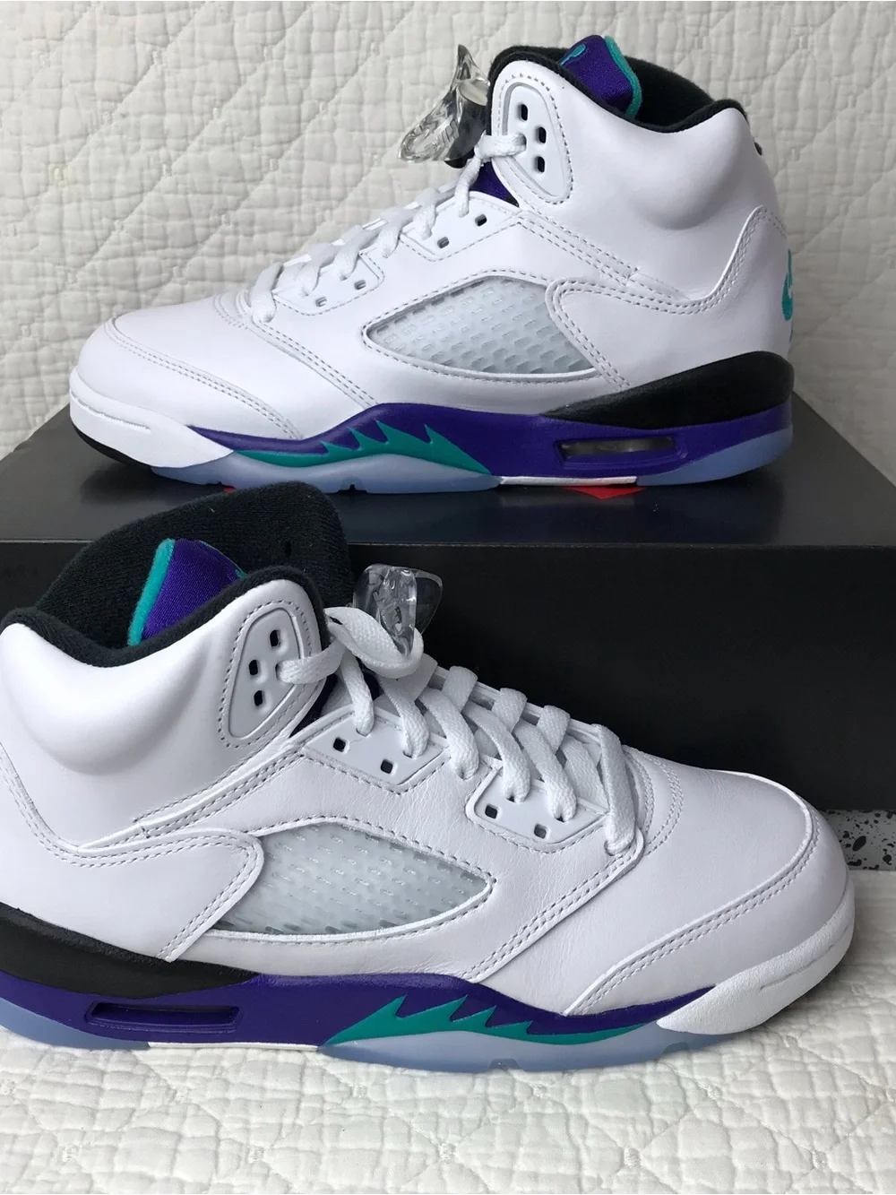 Nike Air Jordan 5 Retro OG (GS) Shoes Youth SZ 5Y White Grape HQ7980-100